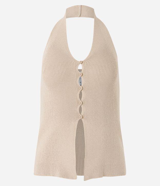 Blusa Frente Única em Tricô com Botões no Busto - 1