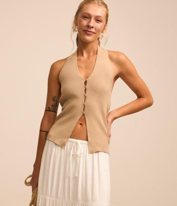 Blusa Frente Única em Tricô com Botões no Busto - 2