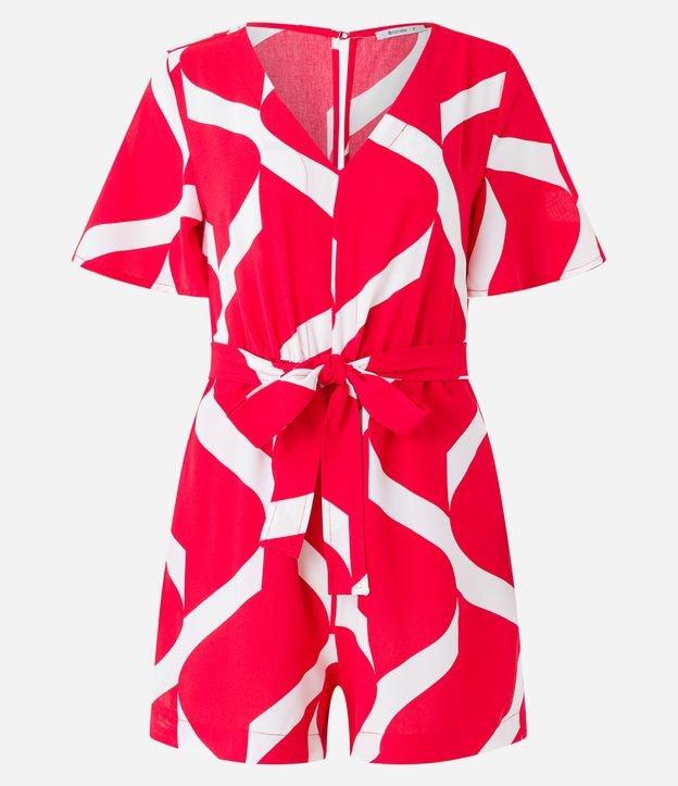 Macaquinho em Efeito Airflow com Decote em V e Cadarço na Cintura - 1