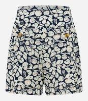 Short Cintura Alta em Viscolinho Alfaiatado com Estampa de Fundo do Mar - 1