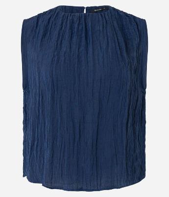 Blusa Sem Manga Acetinada com Textura Decote Redondo