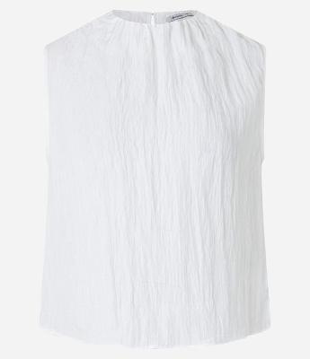 Blusa Sem Manga Acetinada com Textura Decote Redondo