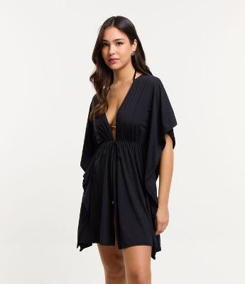 Saída de Praia Bata em Poliamida com Abertura Frontal e Amarração