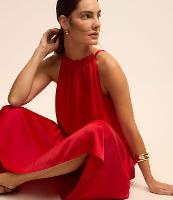 Vestido Midi Acetinado com Detalhe Frufru e Sem Manga - 2