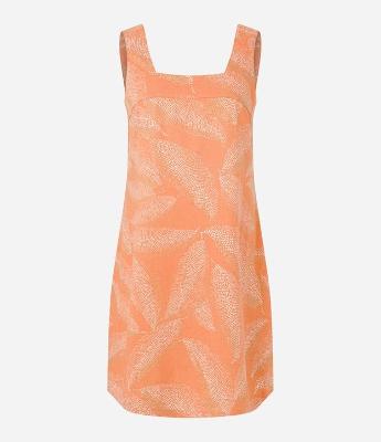 Vestido Curto em Viscolinho com Estampa de Folhagem