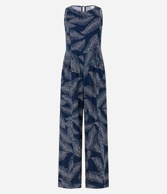 Macacão Viscose com Estampa de Folhagem Pontilhada