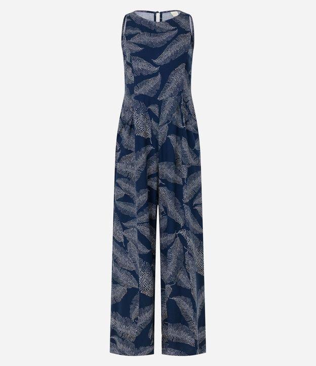 Macacão Viscose com Estampa de Folhagem Pontilhada - 1