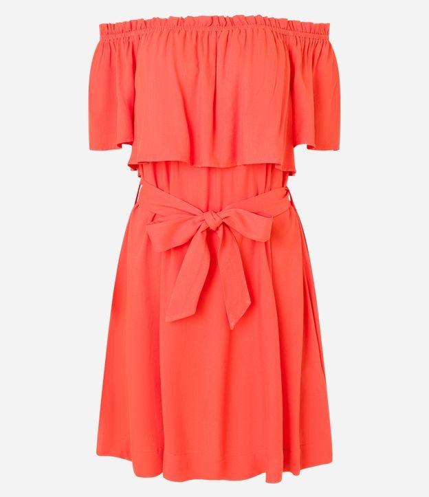 Vestido Evasê em Twill Ombro a Ombro com Amarração na Cintura - 1