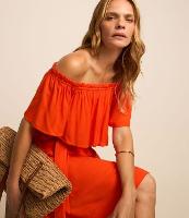 Vestido Evasê em Twill Ombro a Ombro com Amarração na Cintura - 2