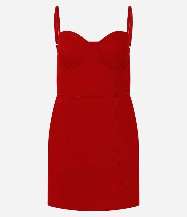 Vestido Curto de Alça em Sarja com Busto Recortado - 1
