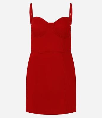 Vestido Curto de Alça em Sarja com Busto Recortado