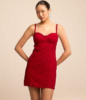 Vestido Curto de Alça em Sarja com Busto Recortado - 2