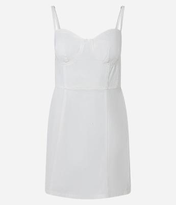 Vestido Curto de Alça em Sarja com Busto Recortado