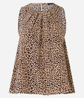 Blusa Sem Manga em Crepe com Pregas e Estampa de Onça - 2