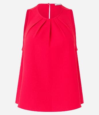 Blusa Regata em Crepe com Pregas na Gola