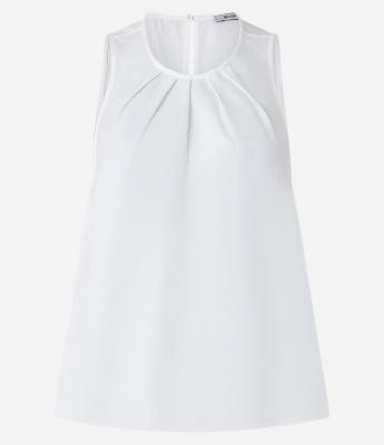 Blusa Regata em Crepe com Pregas na Gola