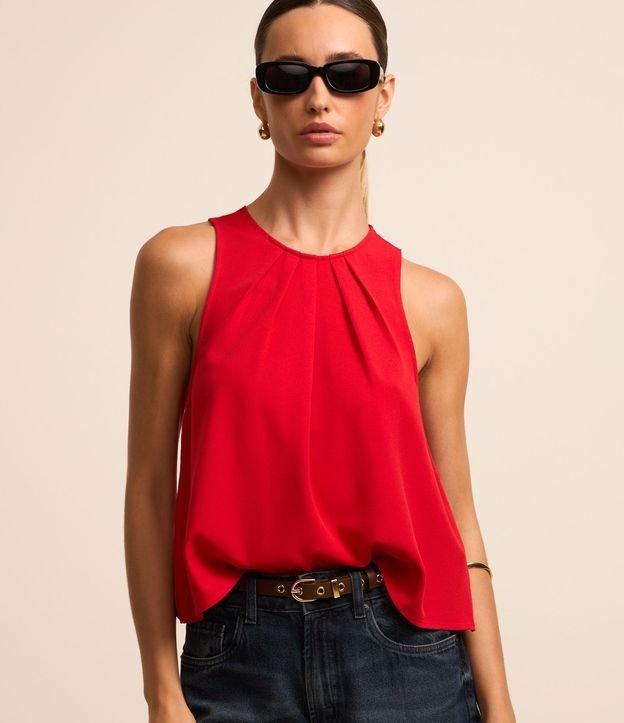 Blusa Regata em Crepe com Pregas na Gola - 3