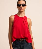 Blusa Regata em Crepe com Pregas na Gola - 3