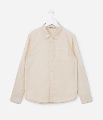 Camisa Infantil em Algodão com Bolsinho - Tam 5 a 14 Anos