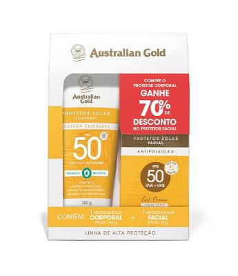 Promopack Protetor Solar Corporal FPS50 200g + Protetor Solar Facial 50g Australian Gold