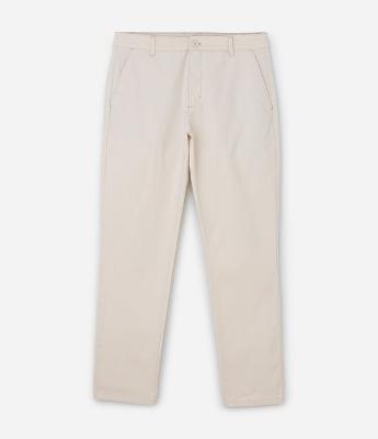 Calça Slim em Sarja com Lavagem Estonada