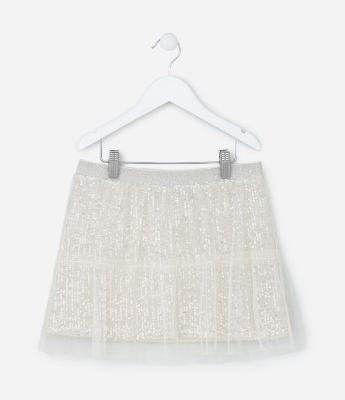 Saia Infantil em Tule com Paetês - Tam 5 a 14 Anos