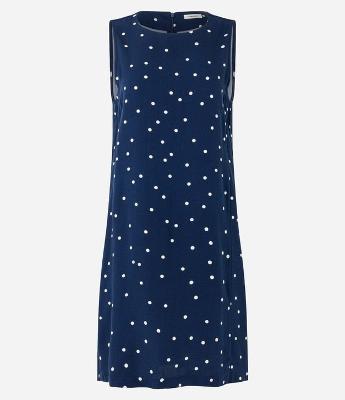 Vestido Curto Sem Manga em Viscose com Estampa Poá
