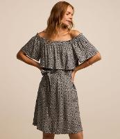 Vestido Curto Ombro a Ombro em Viscolinho com Faixa - 2