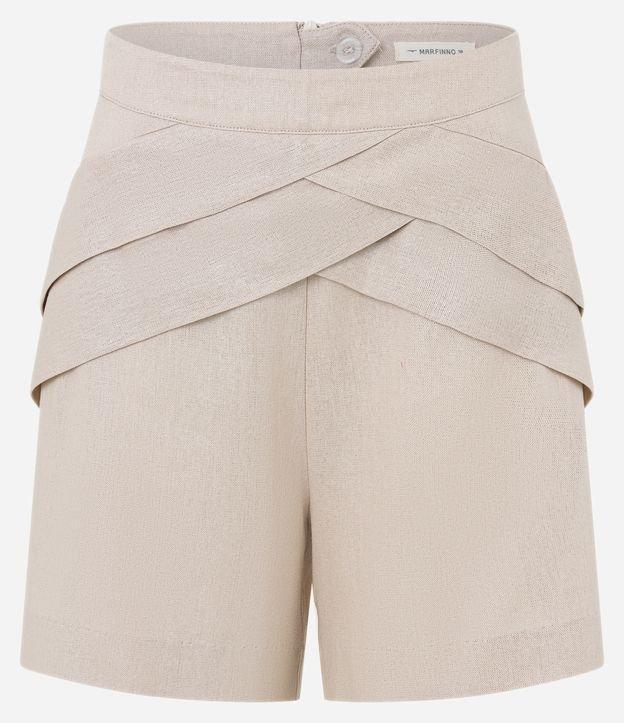 Short em Viscolinho Cintura Alta com Foil e Pregas Diagonais - 1