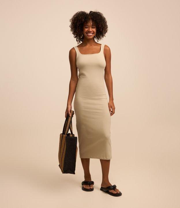 Vestido Midi em Algodão com Decote Quadrado - 2