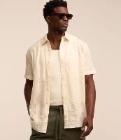 Camisa em Algodão com Textura e Estampa Bordada de Coqueiro - 1