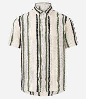 Camisa em Crochê Rustico com Textura e Listras Contrastantes - 2