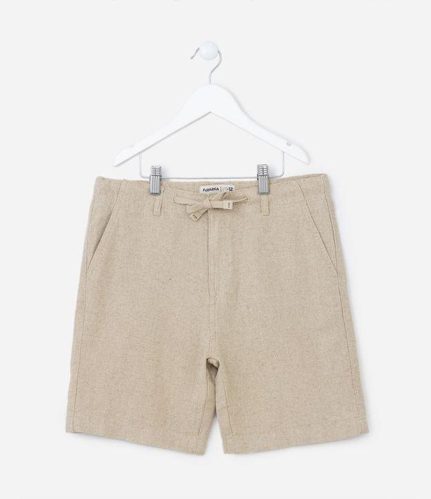Bermuda Infantil em Linho com Viscose e Cordão no Cós - Tam 5 a 14 Anos - 1