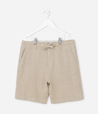 Bermuda Infantil em Linho com Viscose e Cordão no Cós - Tam 5 a 14 Anos