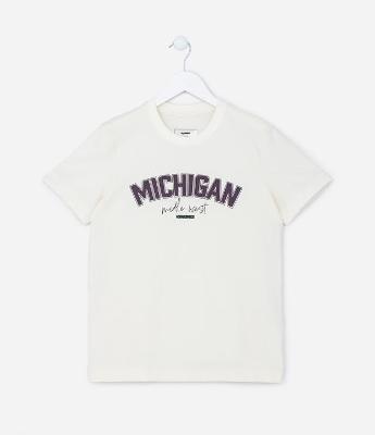 Camiseta Infantil com Estampa Michigan - Tam 5 a 14 Anos