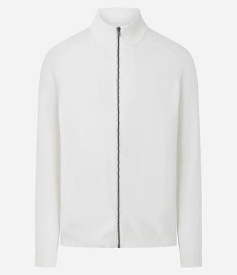 Blusão Aberto em Algodão com Zíper e Textura