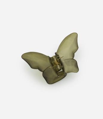 Piranha De Cabelo Grande em Plástico com Formato de Borboleta Translucida