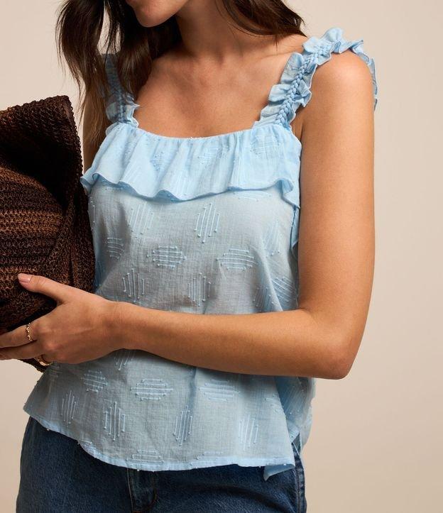 Blusa em Tricoline com Babado no Decote e Alça - 2