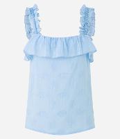 Blusa em Tricoline com Babado no Decote e Alça - 1