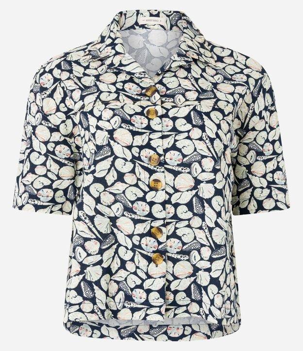 Camisa em Viscolinho com Estampa de Fundo do Mar - 1