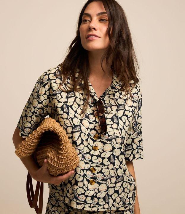 Camisa em Viscolinho com Estampa de Fundo do Mar - 2