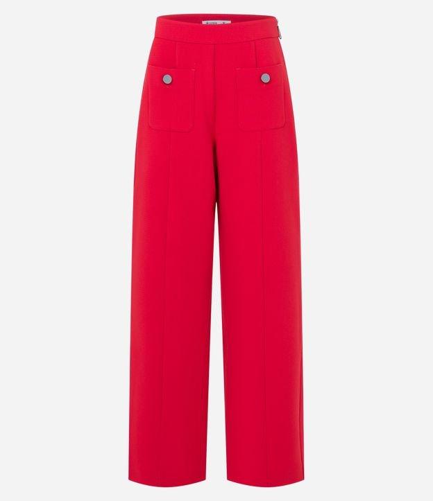 Calça Reta em Alfaiataria com Bolsos Frontais - 1