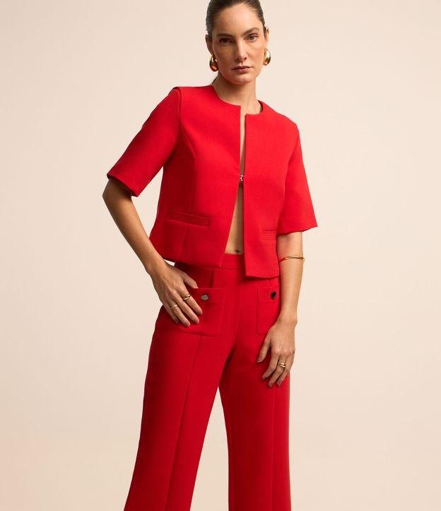 Calça Reta em Alfaiataria com Bolsos Frontais - 2