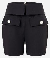 Short Reto Cintura Alta em Alfaiataria Cós com Lapela e Bolso Cargo com Botão - 1