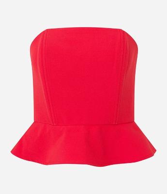 Blusa Tomara que Caia em Alfaiataria com Decote Coração e Peplum
