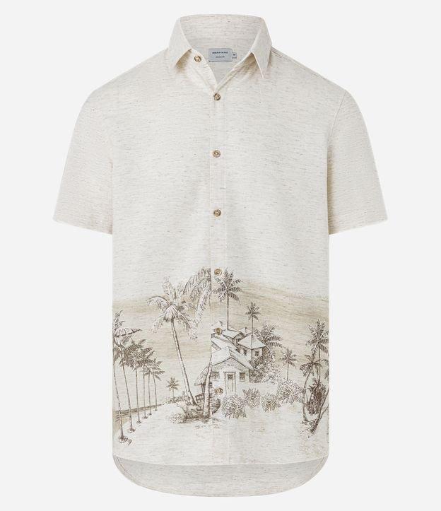 Camisa Regular em Voil com Estampa de Cenário - 1
