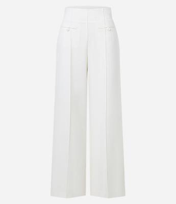 Calça Wide Leg Alfaiatada Cintura Alta com Frisos