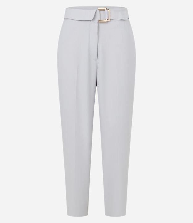 Calça Reta Alfaiatada com Cinto de Fivela Metalizada - 1