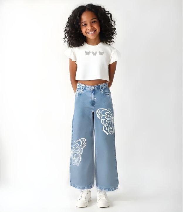 Camiseta Curta Infantil com Estampa de Borboleta - Tam 5 a 14 anos - 2