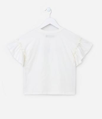 Camiseta Curta Infantil com Estampa de Borboleta - Tam 5 a 14 anos